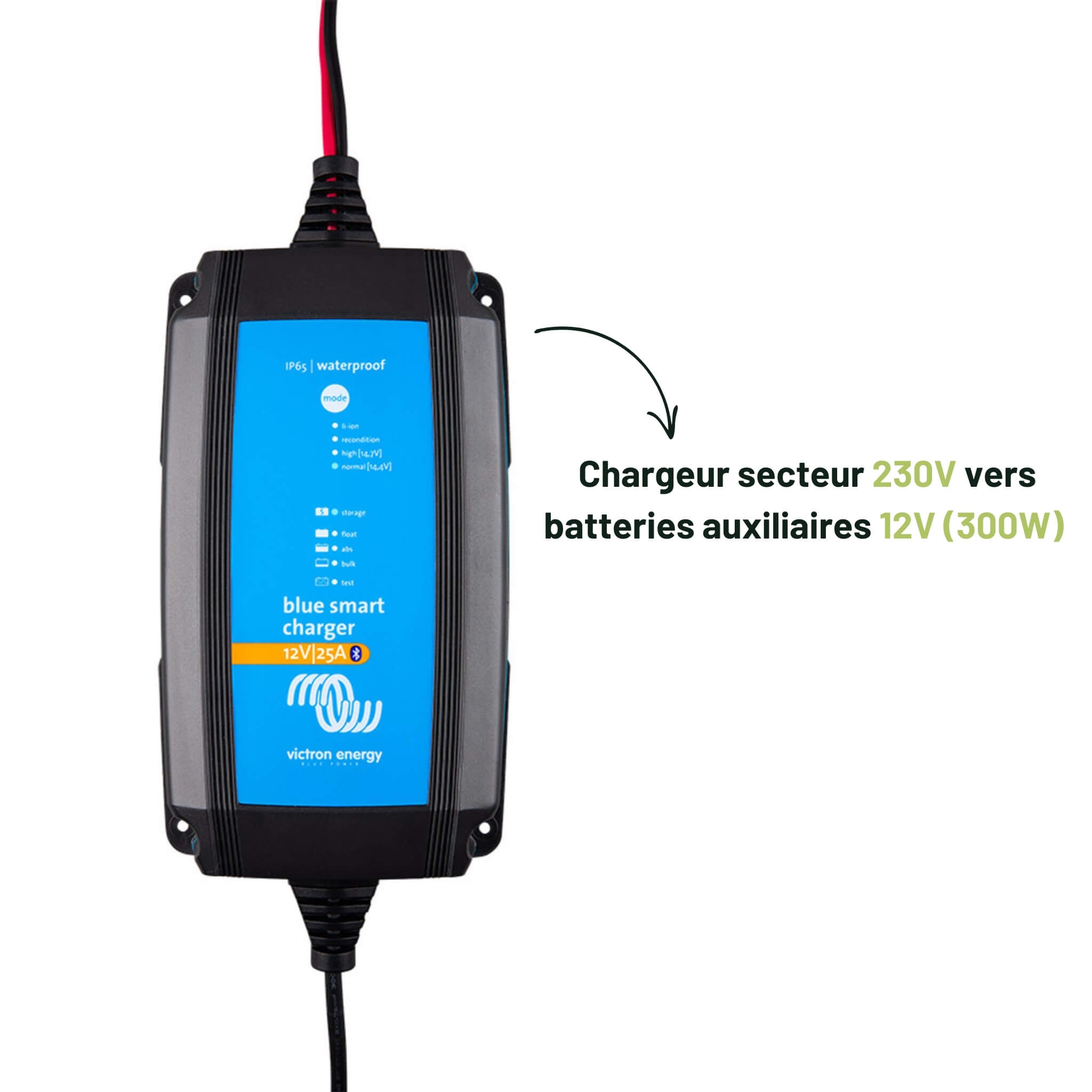 Chargeur 230V Victron Blue Smart IP65 12/25 2 Chargeur secteur 230V vers batteries auxiliaires max 300W