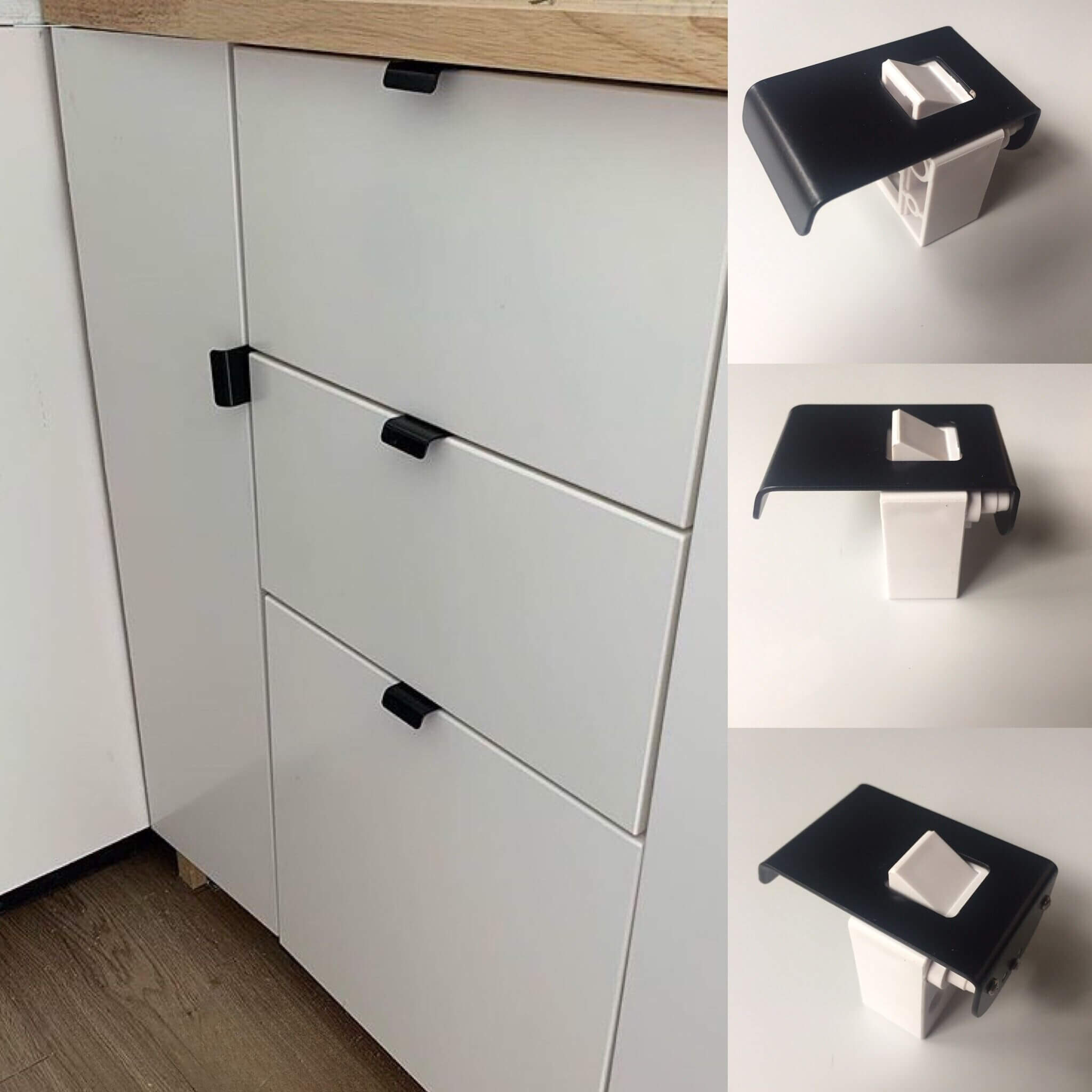 Fermeture/poignée de meuble Pull-Lock Noir Mat 42mm VASP 4 Module cuisine pour van avec poignées homologuées VASP Noir Mat