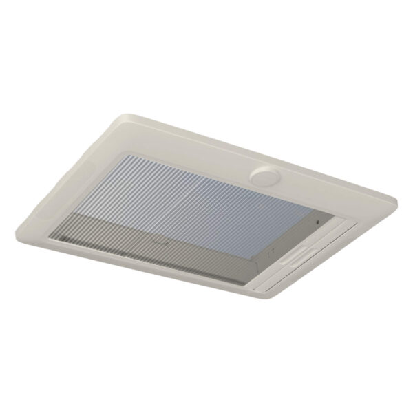 Fenetre de toit de chez Dometic systeme d'ouverture avec barre blanche