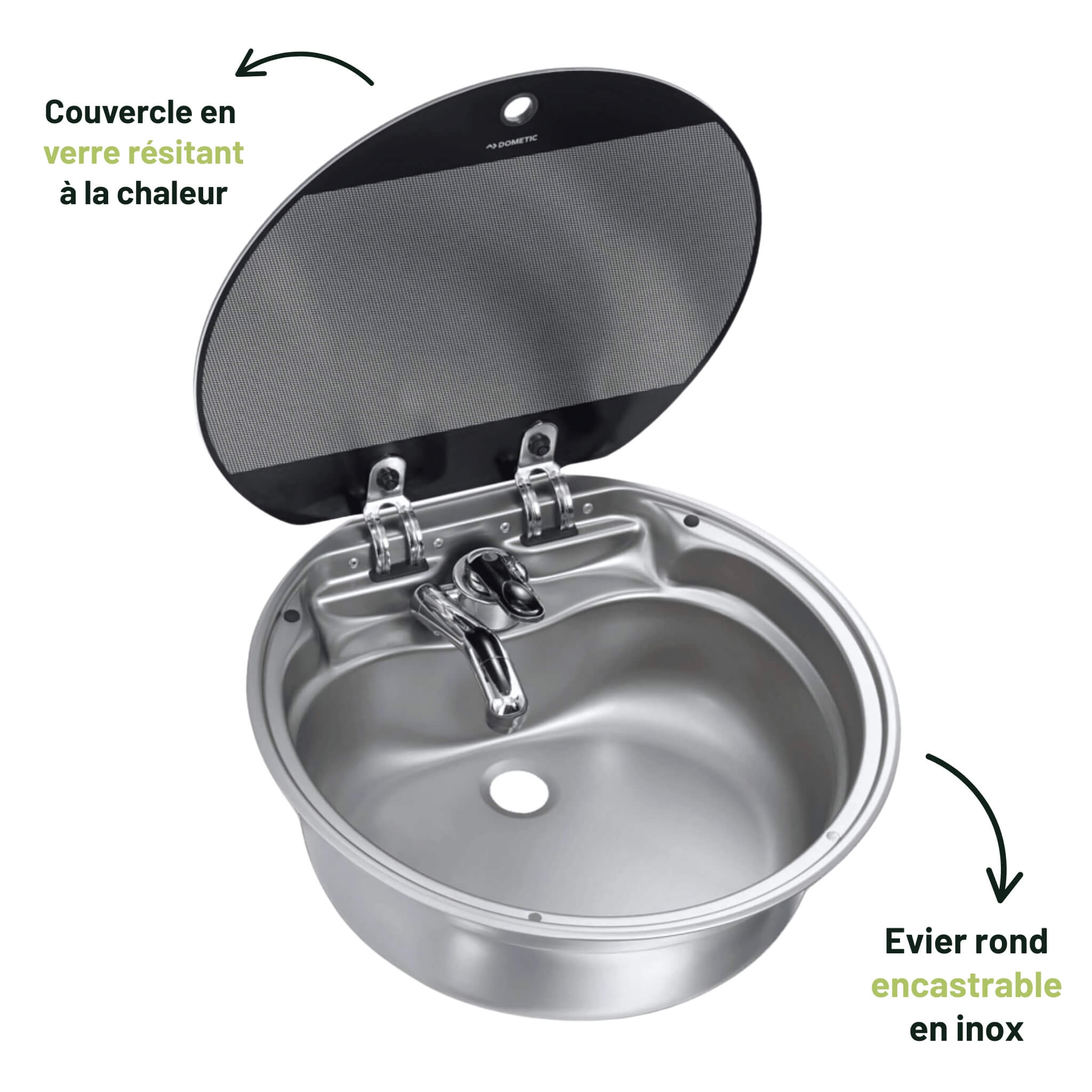 Evier rond Dometic avec couvercle SNG 420 diamètre 420 mm 2 Evier SNG 420 Dometic