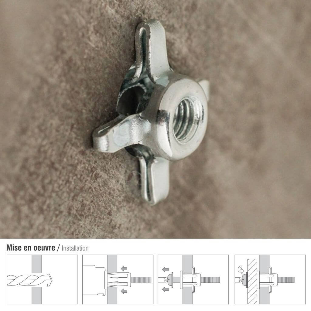 Écrou étoilé M8 Spyder Ø 15mm (x10) 3 Ecrou étoilé, fixation aveugle