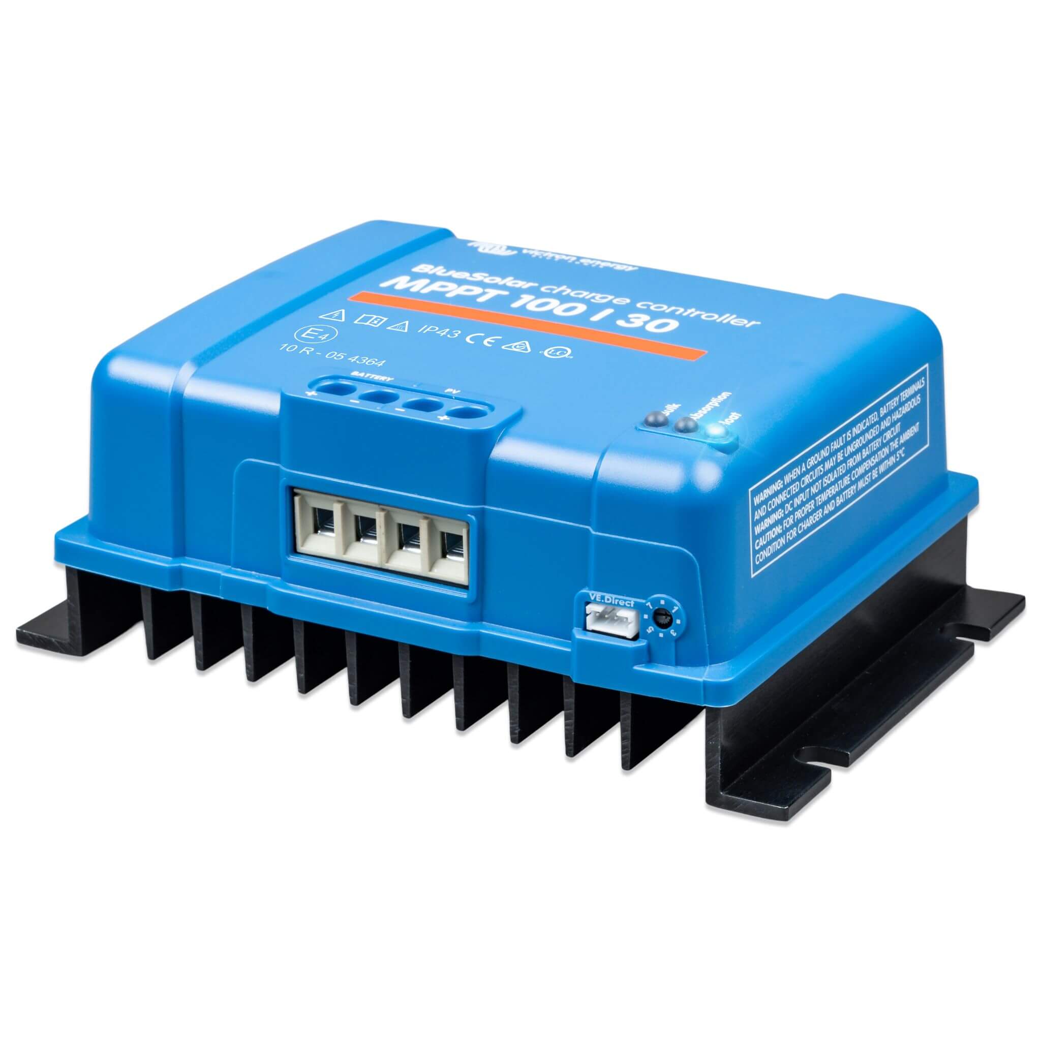 MPPT BlueSolar 100/30 Victron 3 Vue latérale gauche du contrôleur BlueSolar MPPT 100/30 Victron avec ses dimensions compactes