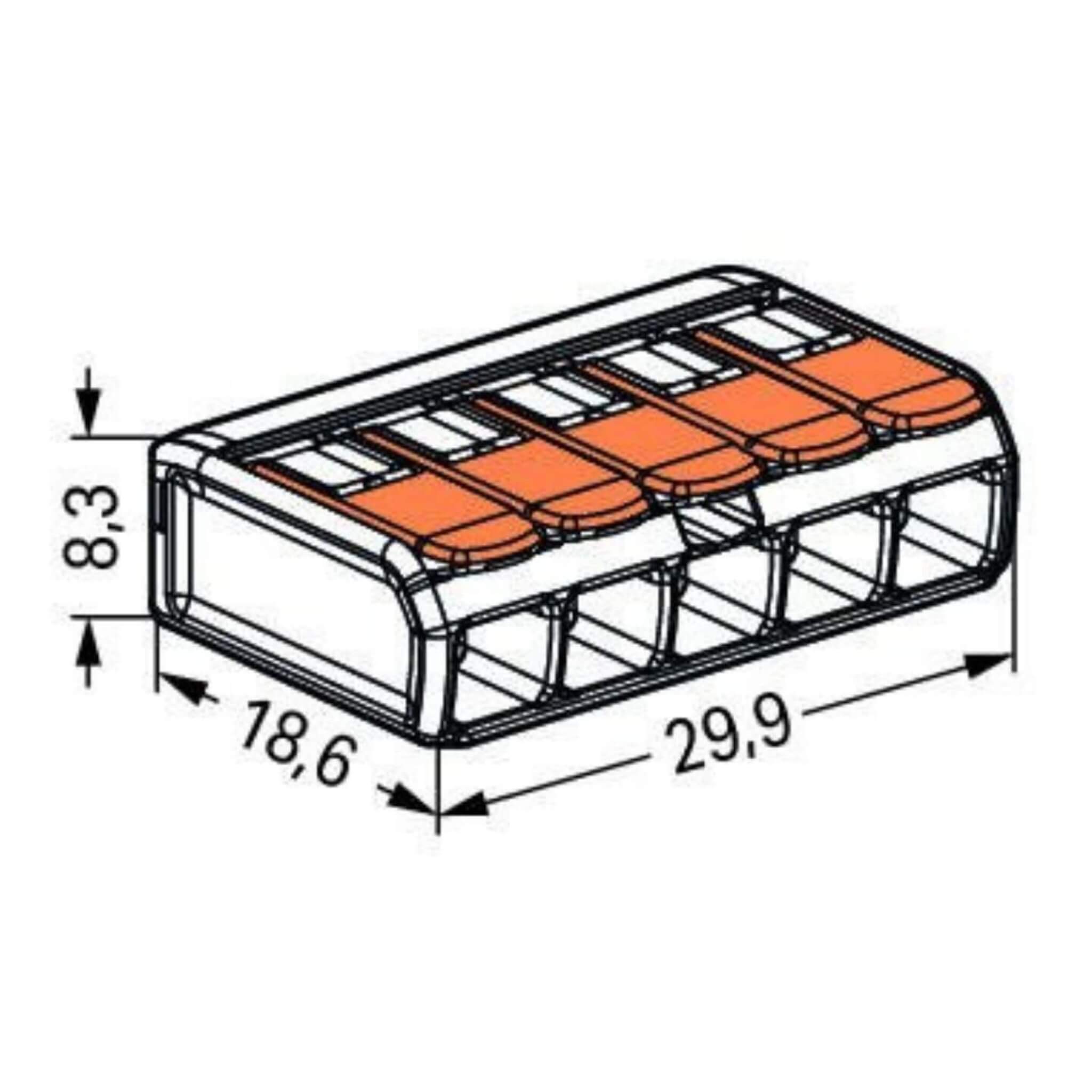 WAGO 221-415 : Lot de 5 3 dimensions, 221-415