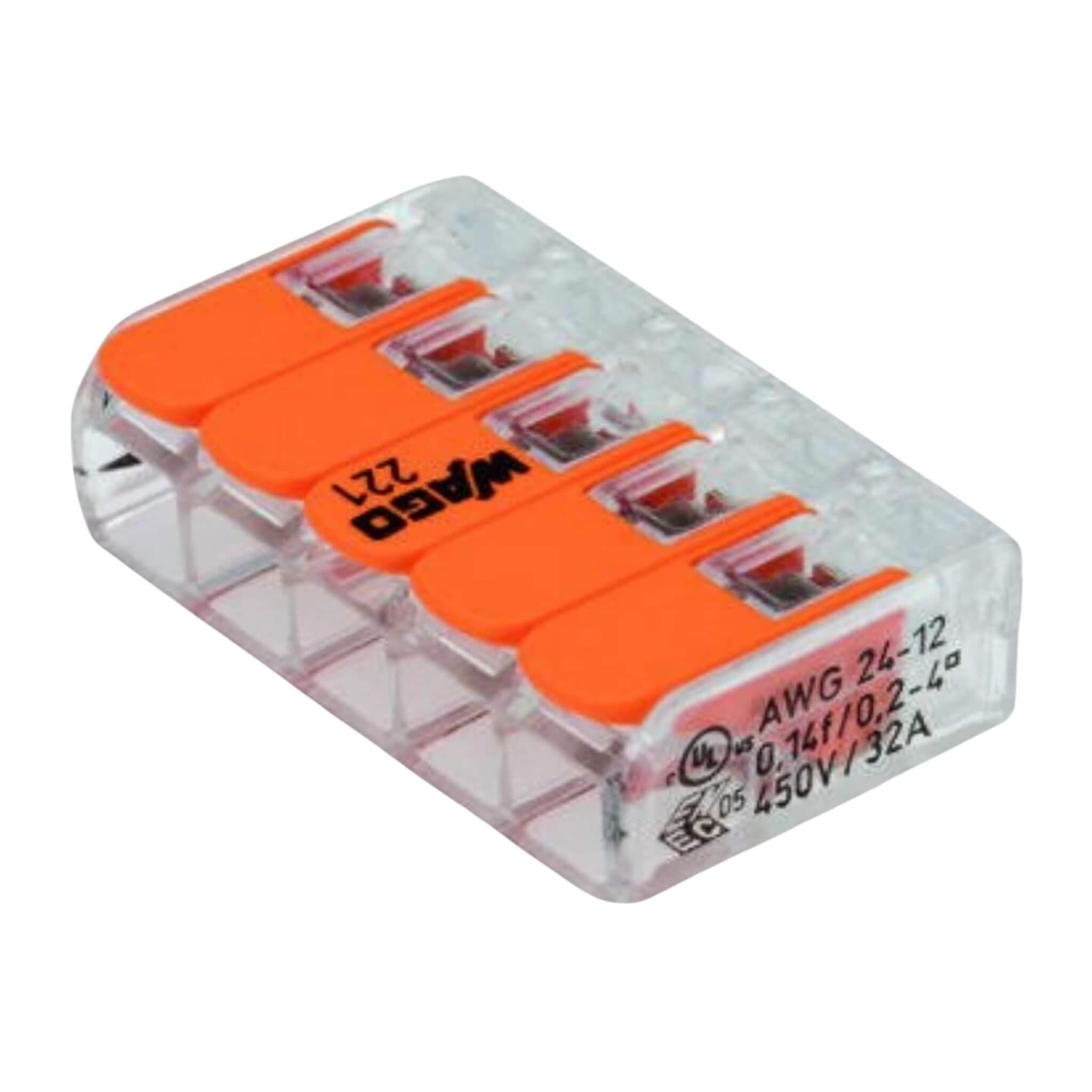 WAGO 221-415 : Lot de 5 4 221-415, wago, 5 leviers