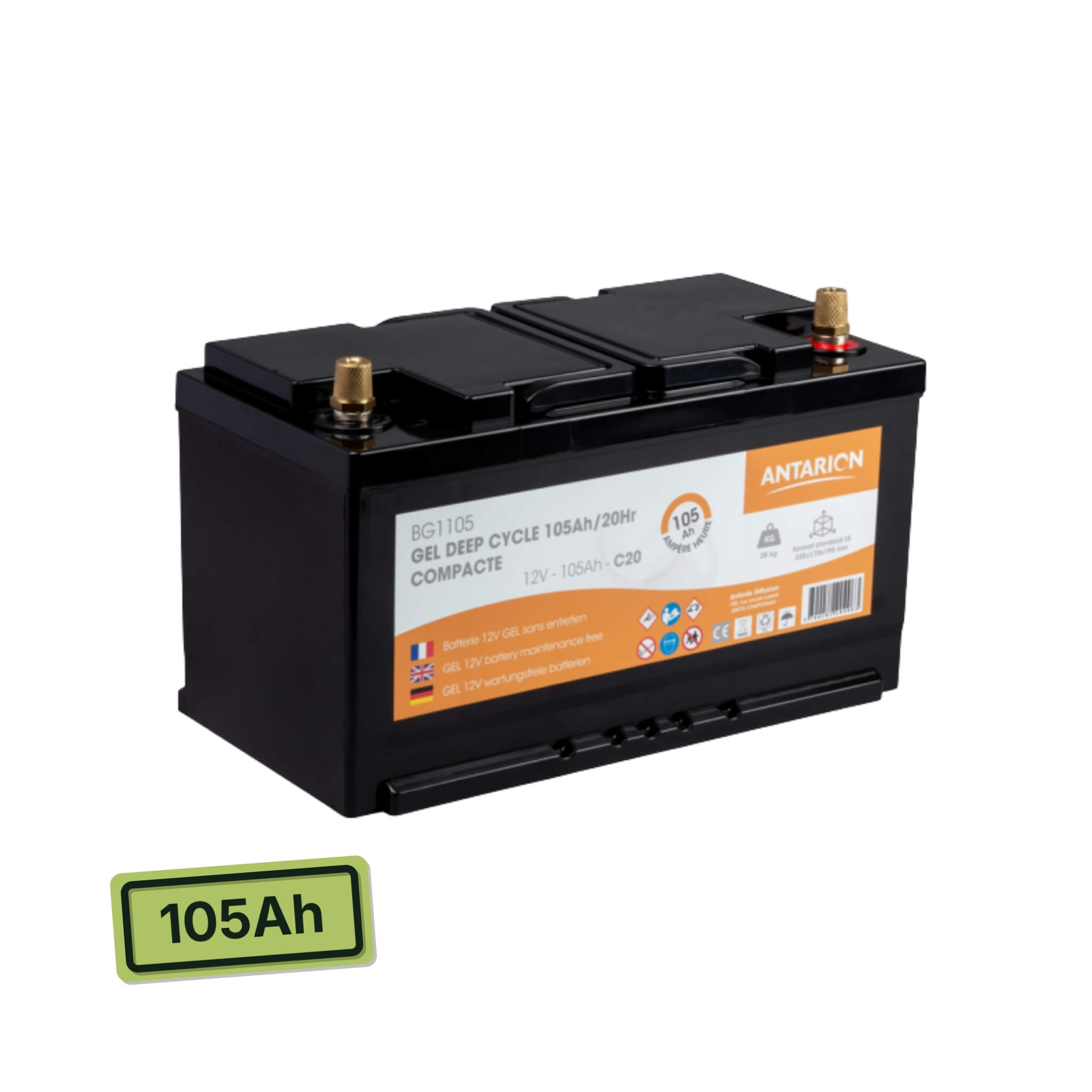 Batterie Gel Compact 105Ah Antarion 1 Batterie auxiliaire Gel Antarion Compact 105 Ah pour installation embarquée