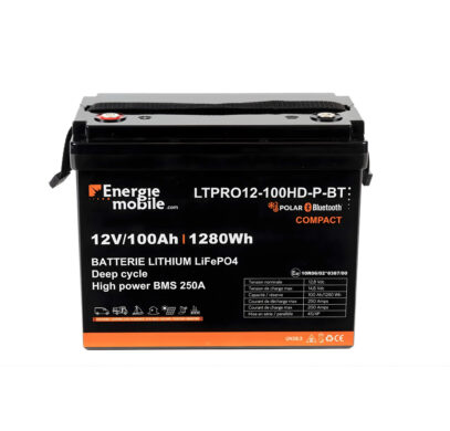 Batterie lithium LiFePO4 100Ah LTPRO Energie Mobile avec fonction POLAR et Bluetooth pour van aménagé