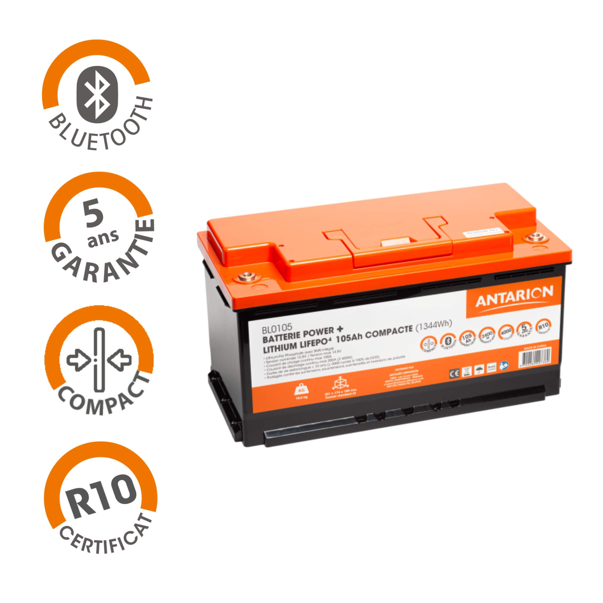 Batterie Lithium 105Ah Power+ Antarion 2 Batterie lithium 105Ah Antarion Power+ VASP pour van