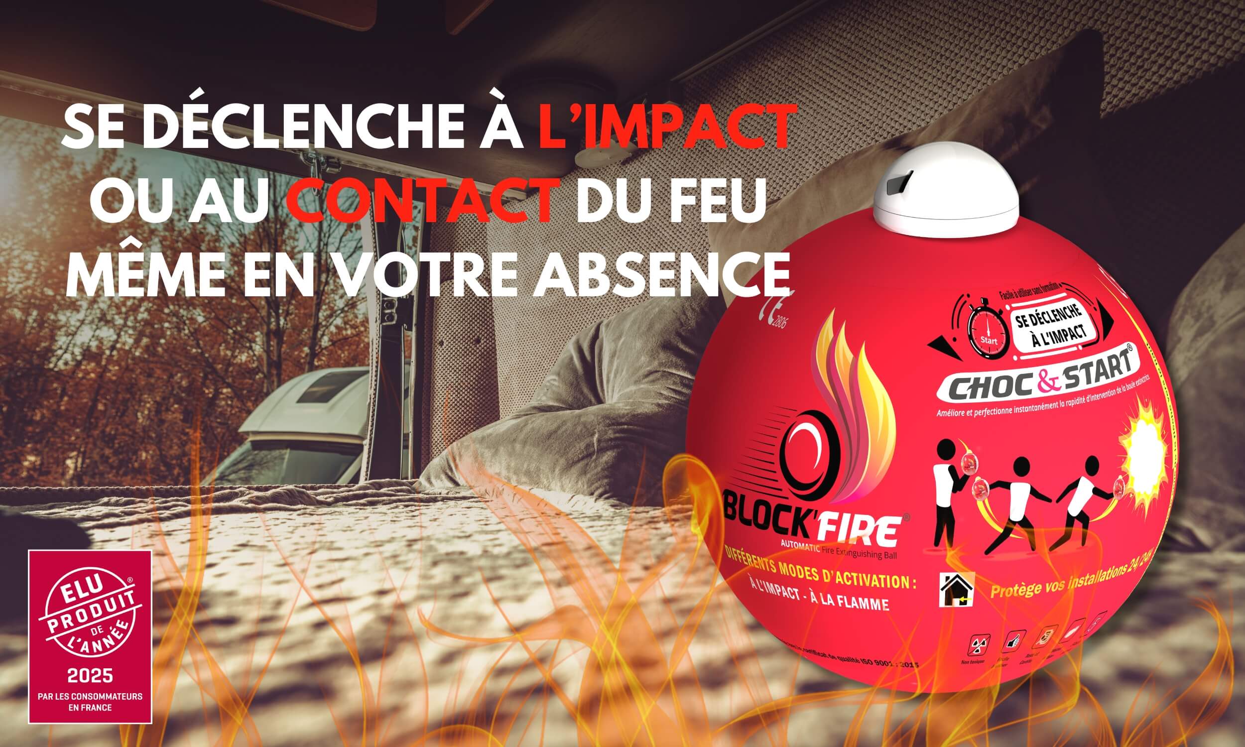 Block’fire Extincteur Actif / Passif 4  block fire extincteur valable 5 ans qui se déclenche au contact et à l’impact