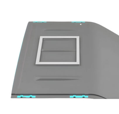 Cadre adaptateur pour lanterneau 40×40 sur toit irregulier de Renault Trafic III / NV300 / Talento / Vivaro B Position 1