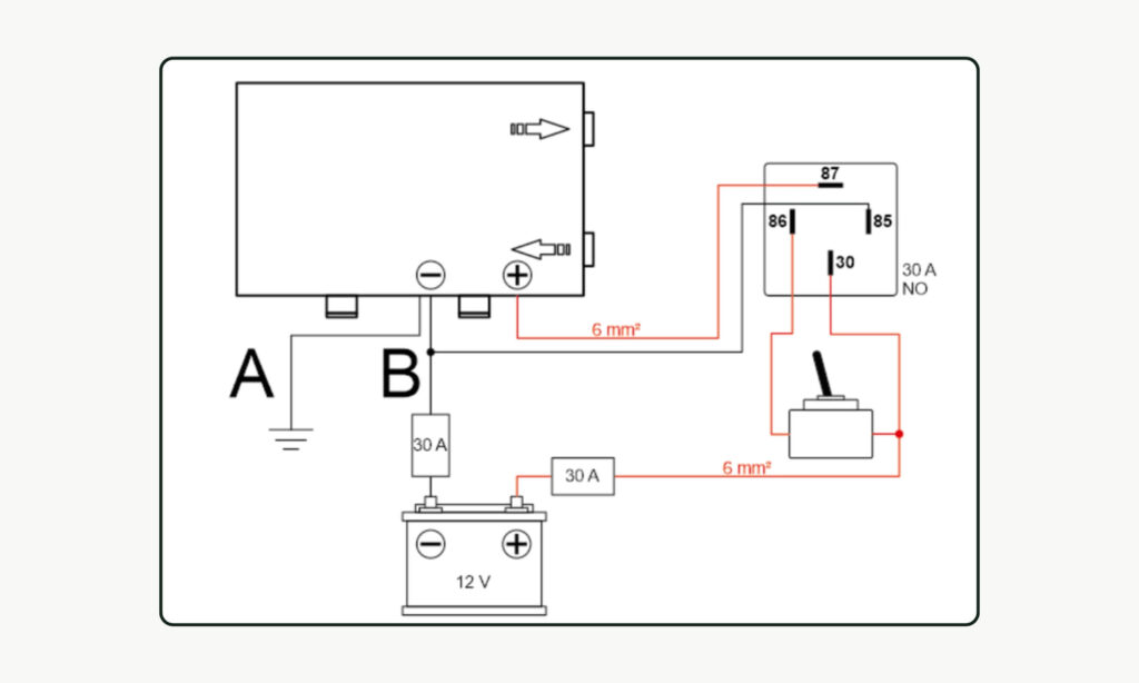 CozyWater 10L 12V 200W CARBEST 5 Installation électrique du therm boiler Carbest CozyWater 10L