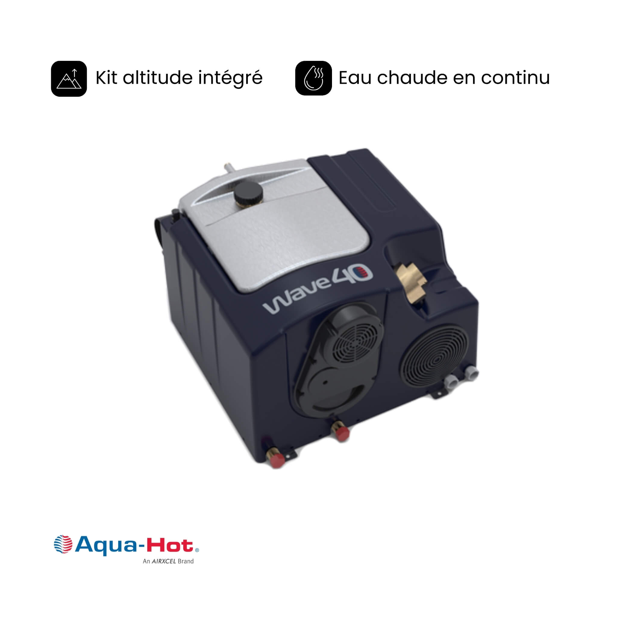 Aqua Hot WAVE40 Diesel 1,8 kW - 10kW 2 Système combiné chauffage air pulsé avec eau chaude instantanée AQUA-HOT WAVE40 DIESEL + 230V 1,8 kW - 10kW