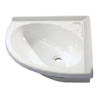 Lavabo d’angle maxi Comet encastrable blanc pour installation optimisée en van