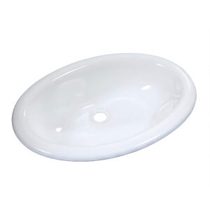Lavabo d’angle mini Oval Comet blanc encastrable format compact pour fourgon aménagé