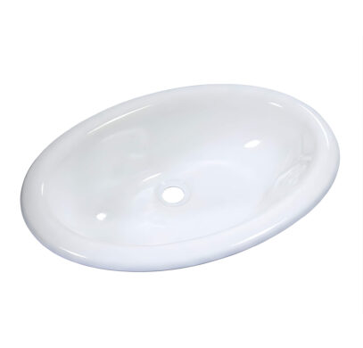 Lavabo d’angle mini Oval Comet blanc encastrable format compact pour fourgon aménagé