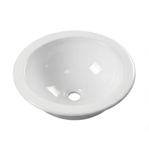 Lavabo d’angle mini Rond Comet blanc encastrable format compact pour fourgon aménagé