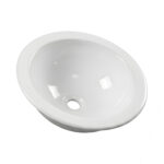 Lavabo d’angle mini Rond Comet encastrable blanc pour installation optimisée en van