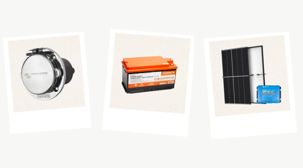 Prise P17, batterie lithium et panneau solaire en van 