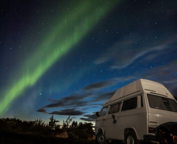 white van under blue sky