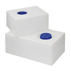 Réservoir eau potable 45L Osculati en polyéthylène alimentaire blanc avec trappe de visite bleue pour van aménagé