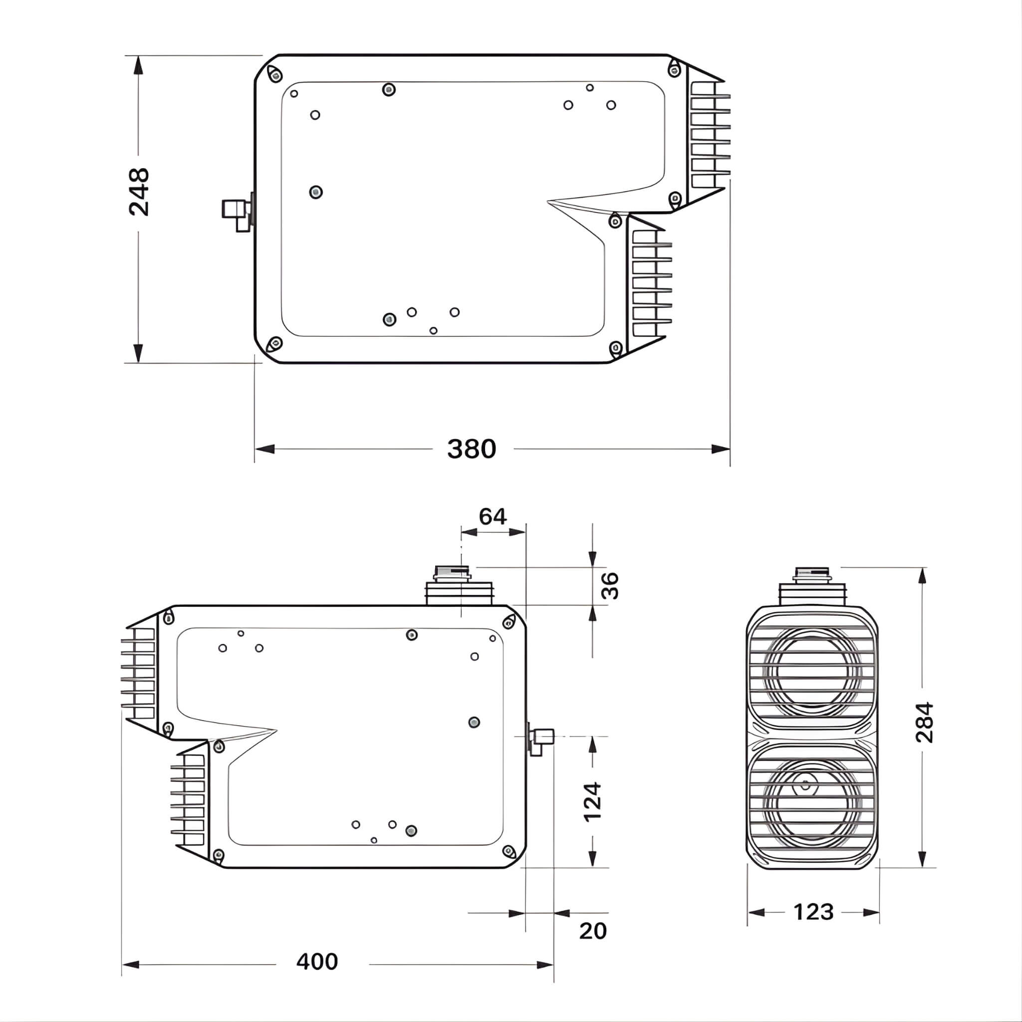 Chauffage air pulsé au gaz VarioHeat eco TRUMA 4 Schéma technique dimensions VarioHeat Eco