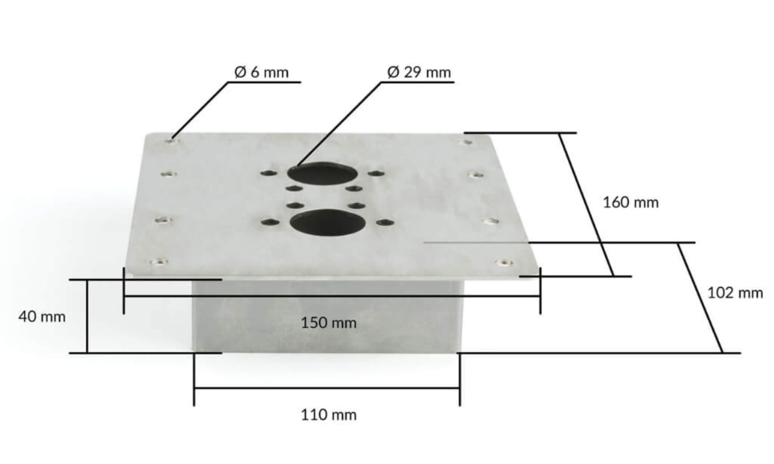 Support de montage Autoterm 40mm 4 support autoterm, dimensions, at0023