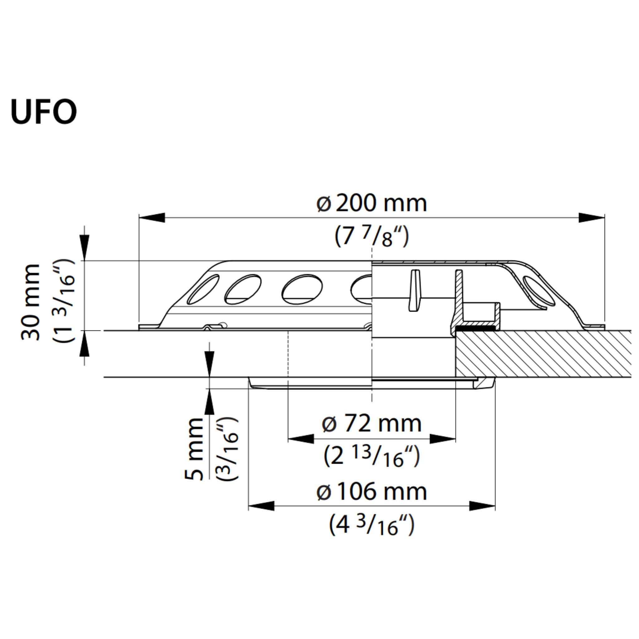 Aérateur de toit Inox VETUS UFO 3 Dimensions de l’aérateur de toit VETUS UFO