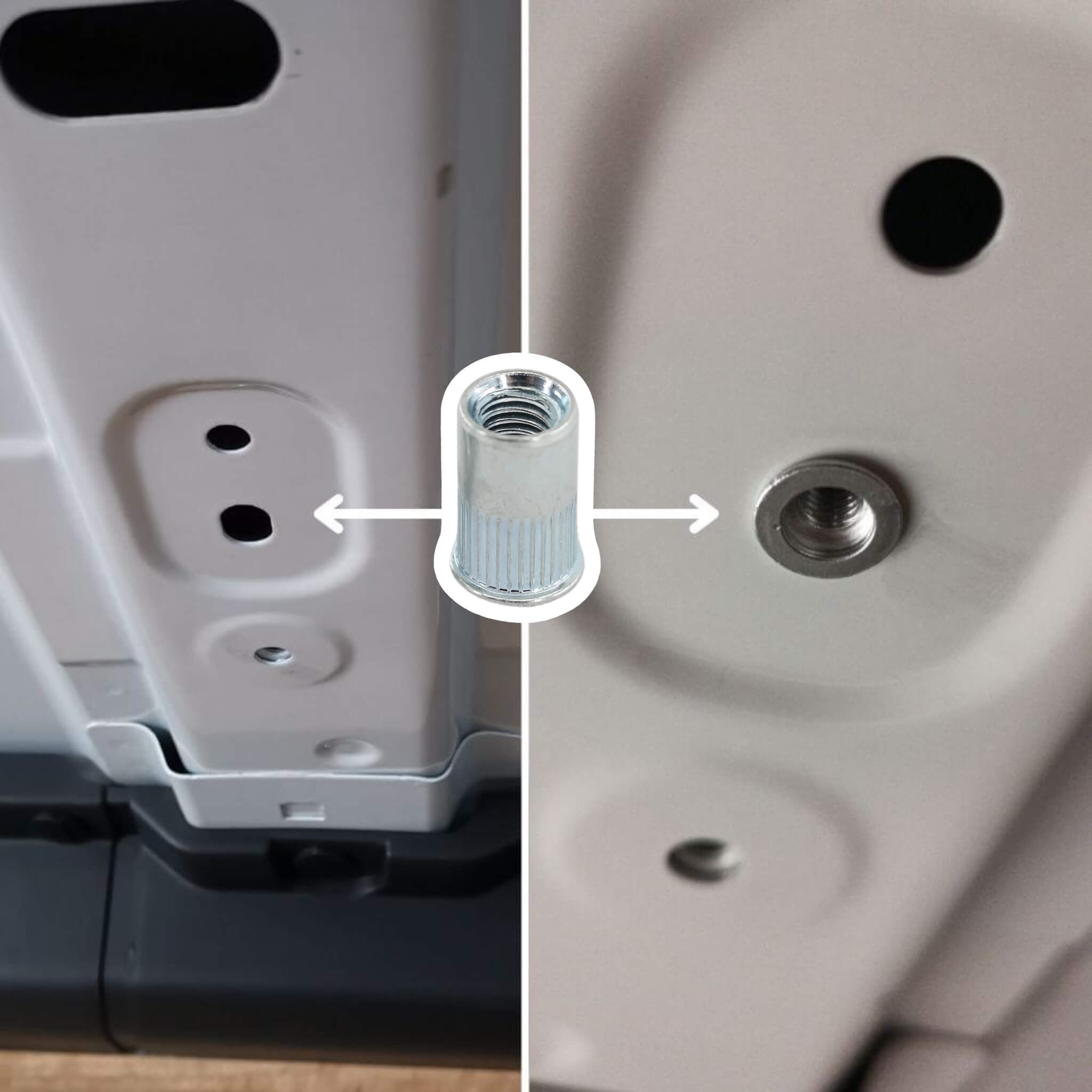 Écrou à sertir Acier Inoxydable Diamètre M10 3 Écrou à sertir M10 en inox pour van & fourgon
