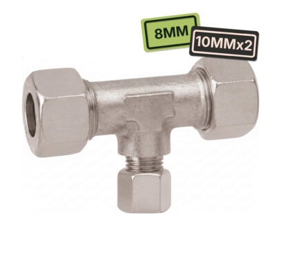 Raccord de réduction en T 10 mm x 8 mm x 10 mm GOK