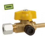 Vanne gaz avec prise test raccord RST 8 mm vers RSV 8 mm GOK