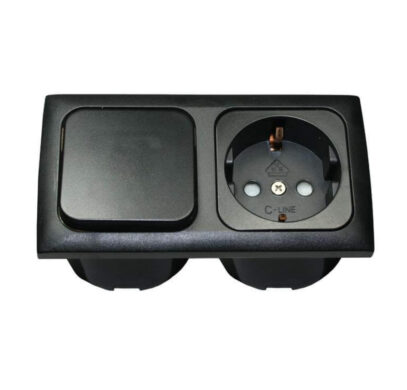 Bloc interrupteur prise électrique HABA C-Line Opal 230 V finition noire