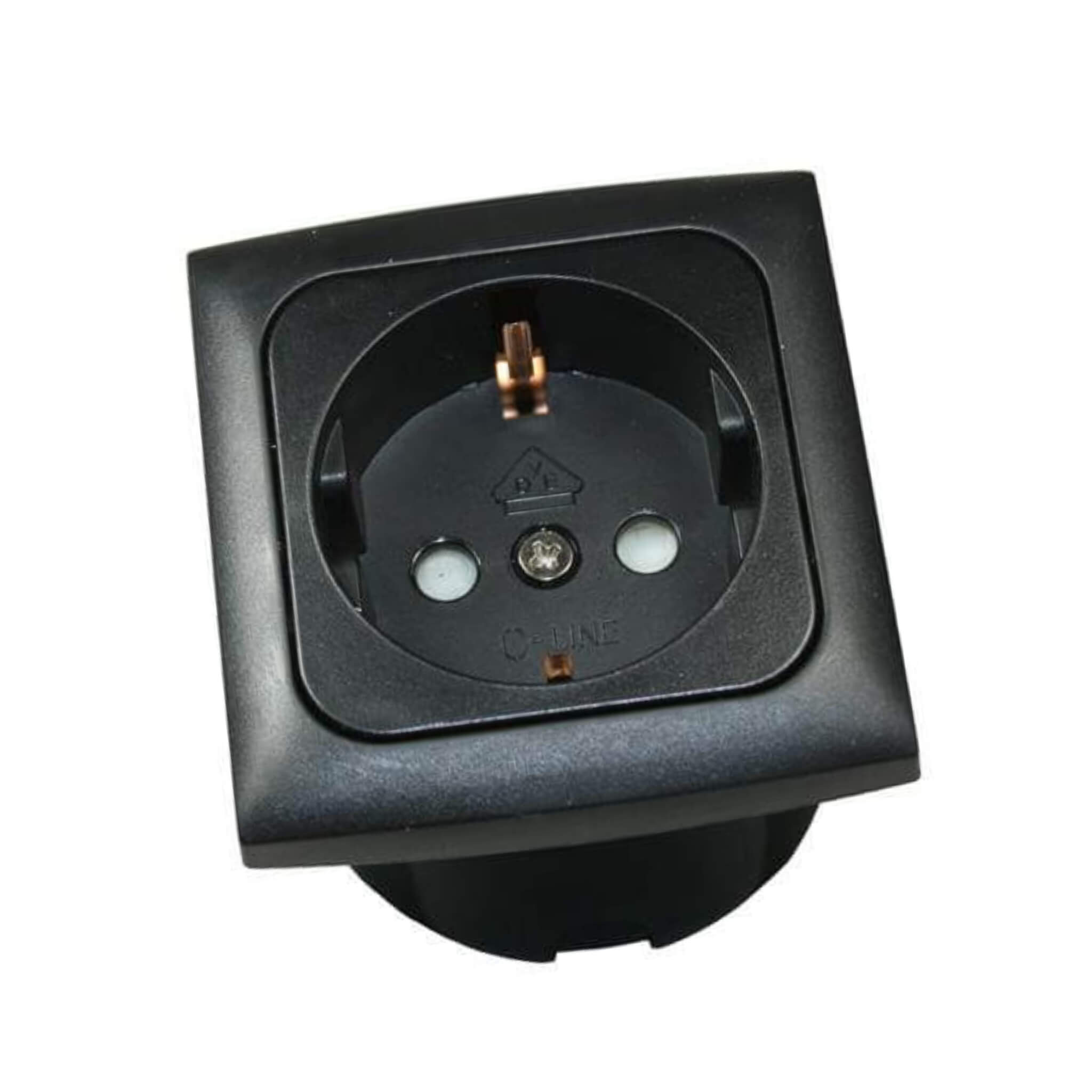C-Line Prise Schuko 230V Cadre Opal Noir Haba 2 Prise secteur Schuko HABA C-Line Opal 230 V avec cadre noir