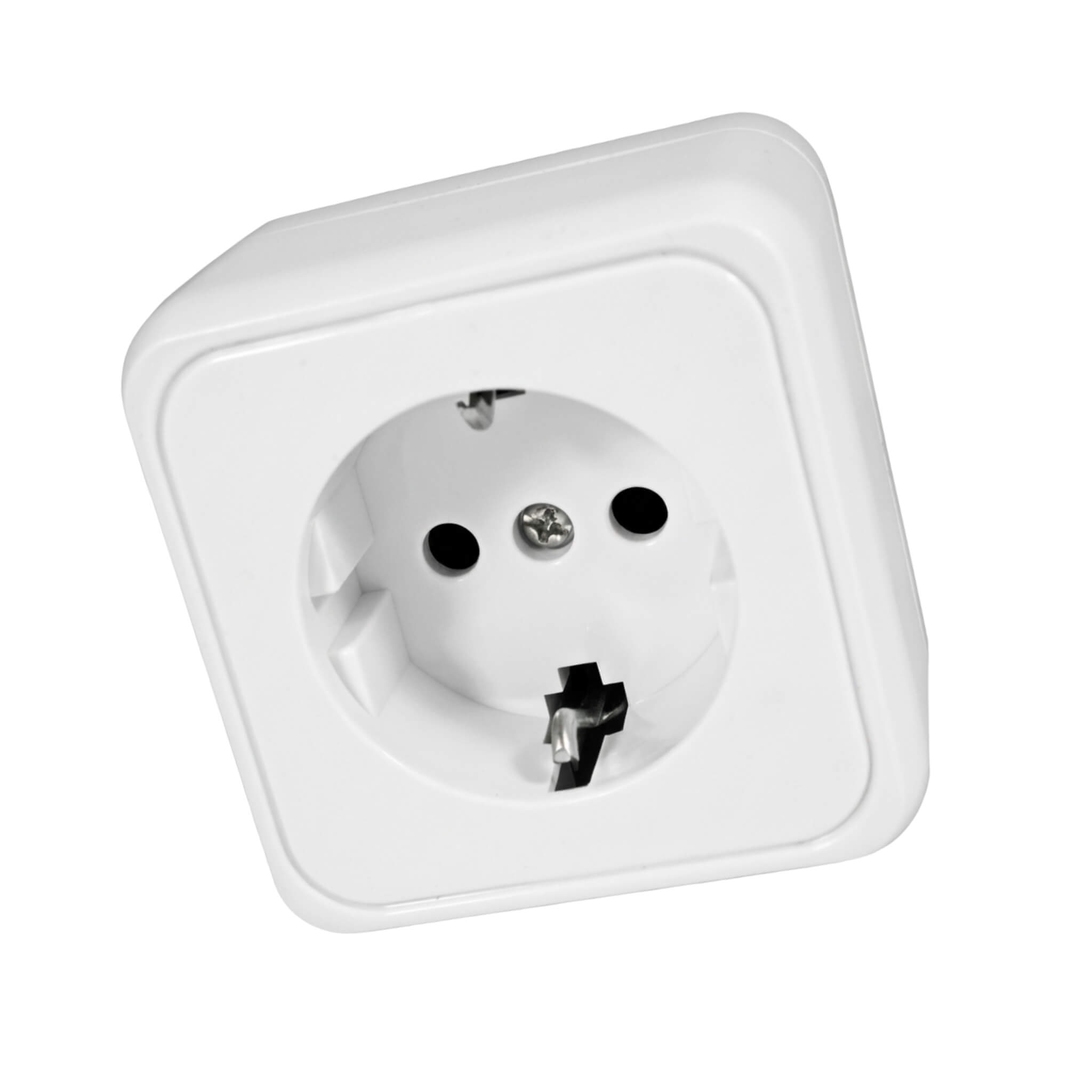 Prise 230V Schuko Murale Blanche Haba 2 Prise de courant Schuko mural HABA blanche 230 V