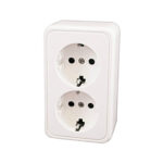Prise double HABA 230 V blanche pour installation électrique de van