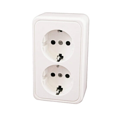 Prise double HABA 230 V blanche pour installation électrique de van