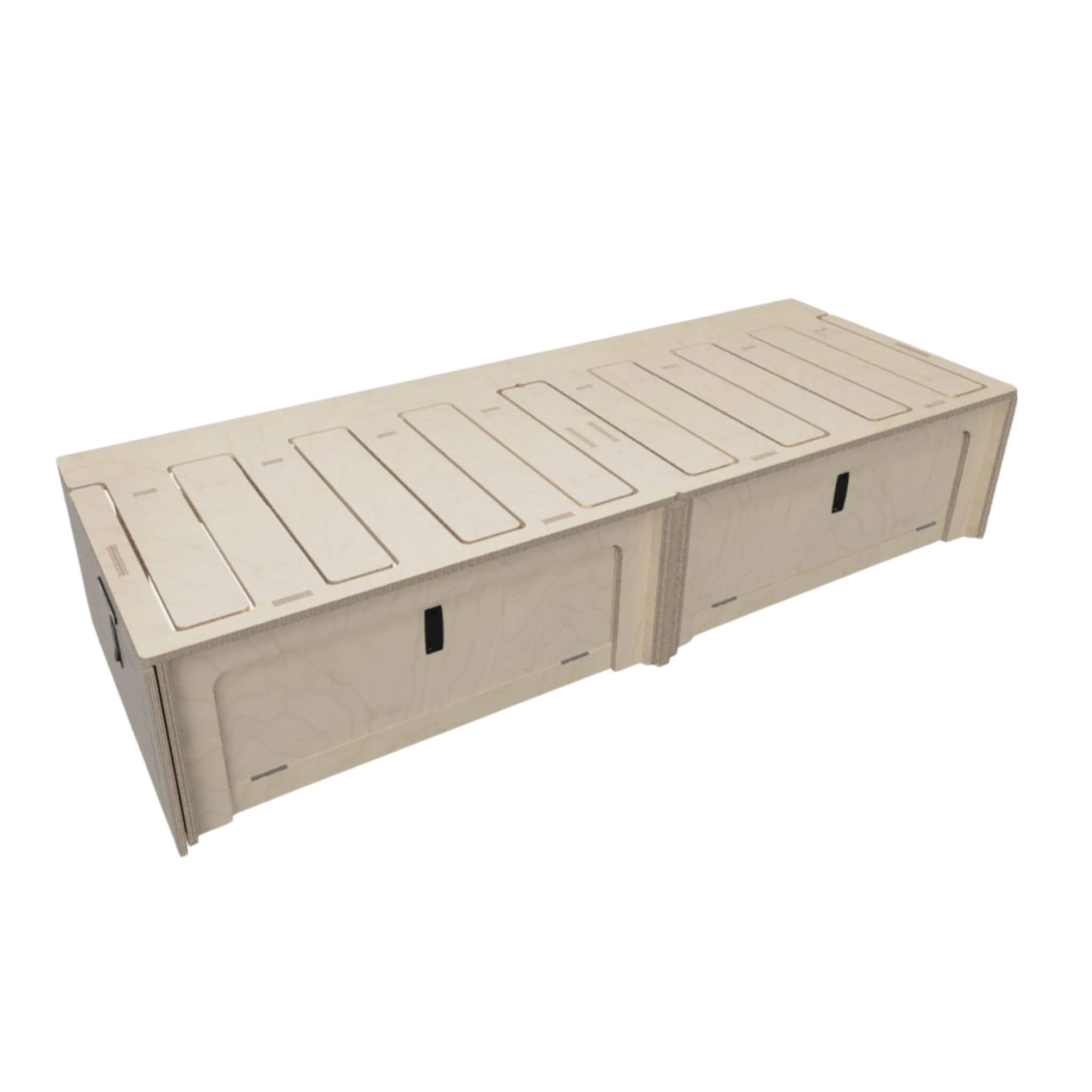 Lit Peigne 120 × 180 cm Inoko x Vancore 4 Lit peigne en bois 120 x 180 avec tablette coulissante et rangements intégrés