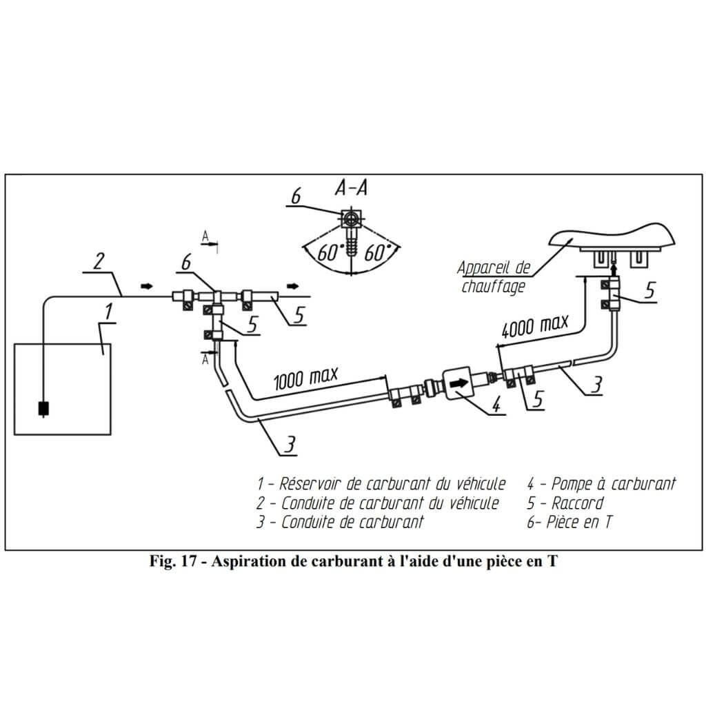 T Raccordement circuit carburant 2 Installation, T carburant