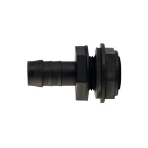 Raccord grand épaulement droit cannelé en polypropylène avec filetage 20x27mm et partie cannelée pour tuyau 25mm