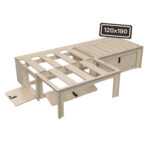 Lit peigne convertible 120x190 équipé de tiroirs pour van et fourgon aménagé