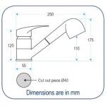 Robinet avec douchette réglable et tuyau 150 cm pour fourgon