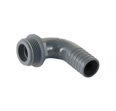 Embout coudé à 90° en polypropylène avec filetage mâle 3/8" et partie cannelée pour tuyau 12mm, marque Osculati