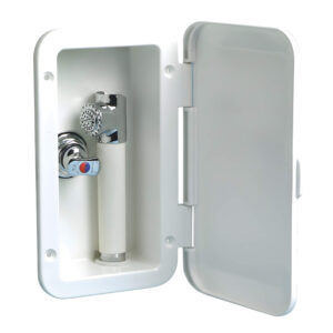 Coffret douche et mitigeur MIZAR tuyau PVC 2,5 m Montage à la verticale