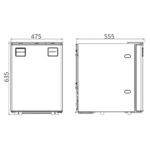 Schéma dimensions du réfrigérateur à compression Osculati 85L