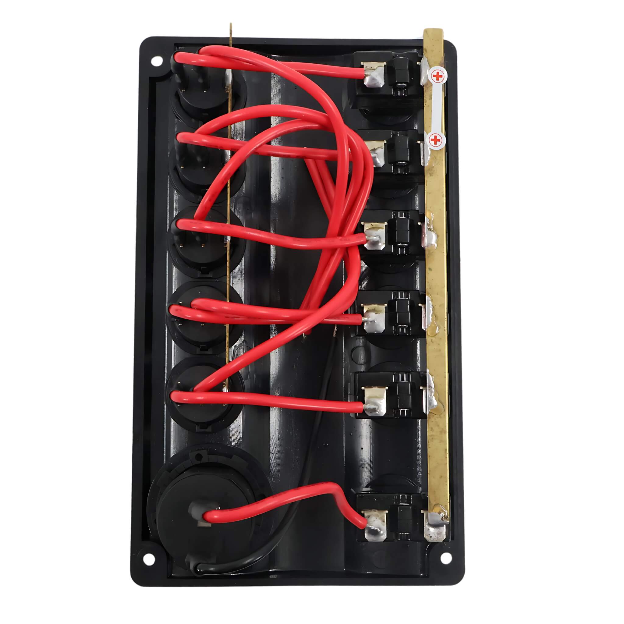 Tableau électrique WAVE 5 Interrupteurs + Prise allume cigare 3 Tableau 12V à disjoncteurs avec 5 interrupteurs + prise allume-cigare focus branchements