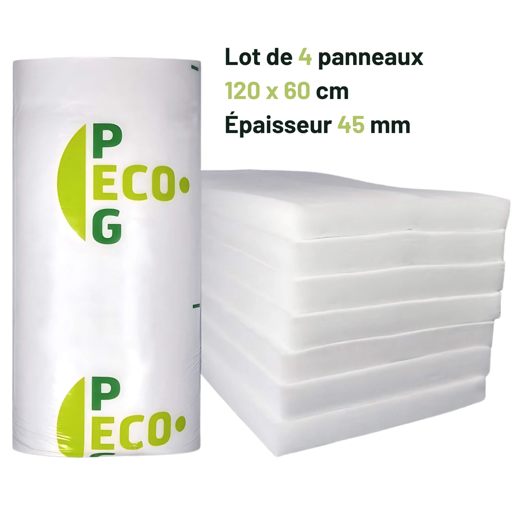ECOPEG 35 / 45mm Lot de 4 panneaux 2 Kit de 4 panneaux d'isolant Ecopeg 35