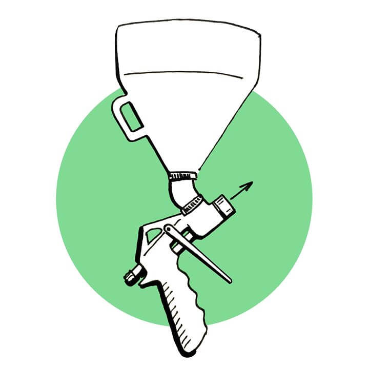 Pistolet spécial liège projeté + sceau 3 Pistolet, coude, liège projete