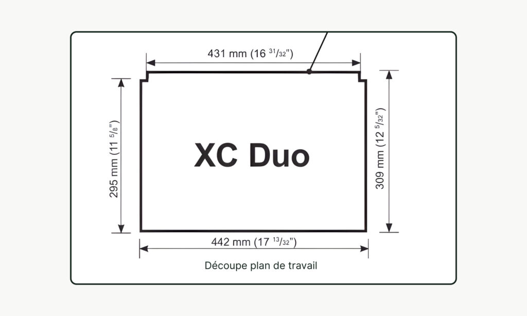 Plaque cuisson vitrocéramique et chauffage diesel WALLAS XC Duo R122 11 Mesure de la découpe d'installation de la plaque Wallas XC Duo