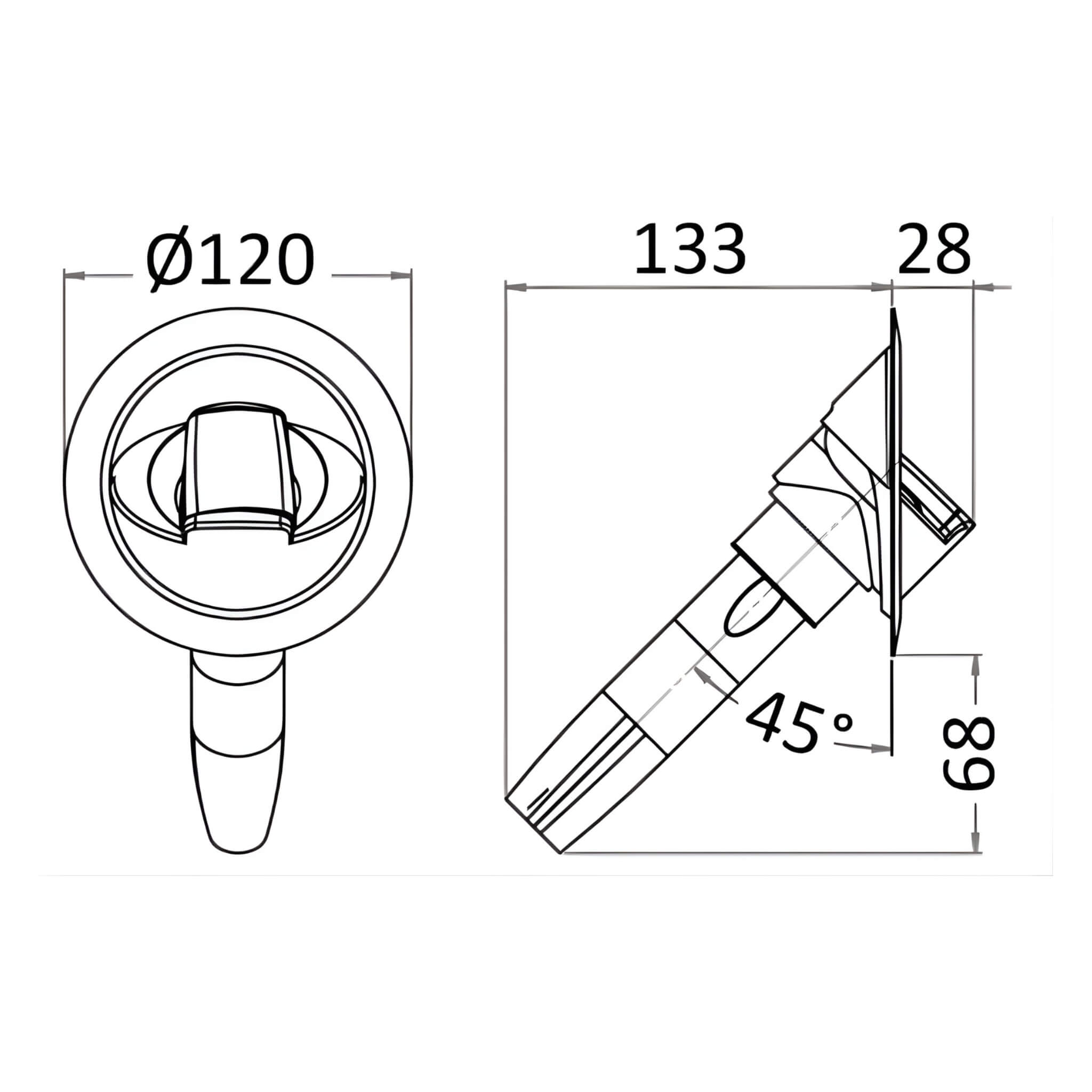Kit douchette Saturn avec mitigeur vertical chromé Osculati 4 Schéma technique coffret Saturn Chrome Osculati