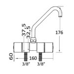 Schéma technique robinet mélangeur Slide haut Osculati