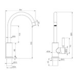 Schéma technique robinet mitigeur Reich Trend S col de cygne