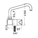 Schéma technique robinet pivotant Slide bas Osculati eau froide